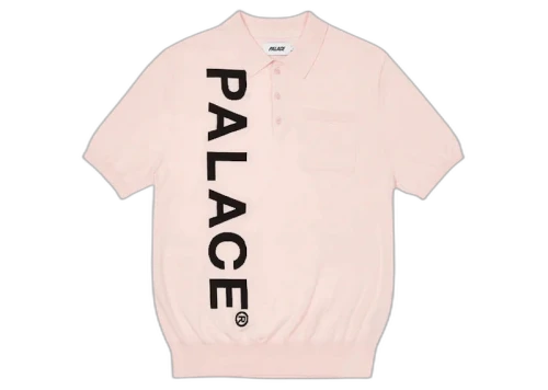 Palace Intarsia Font Polo Pink