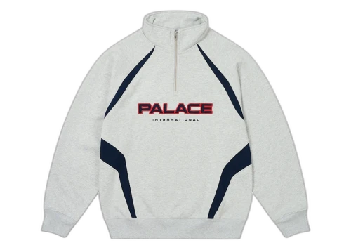 Palace International 1/4 Zip Grey Marl