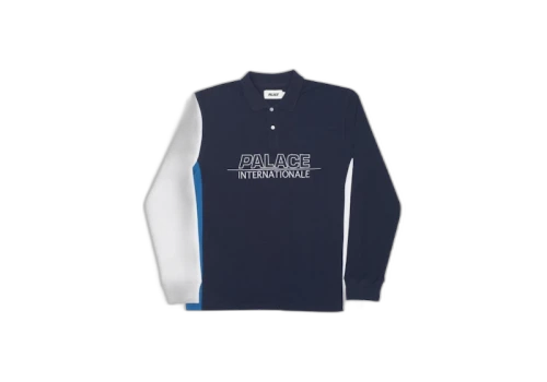 Palace Internationale Longsleeve Polo Navy/White