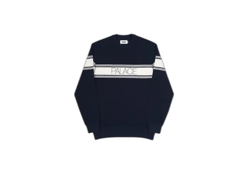Palace Marina Stripe Pique Crew Navy/White