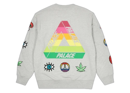 Palace Mixed Media Bitmap Crew Grey Marl