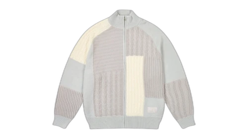 Palace Patchwork Zip Knit White