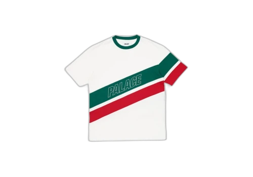 Palace R Stripe T White/Green/Red