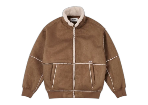 Palace Sherpa Faux Suede Funnel Caked Brown