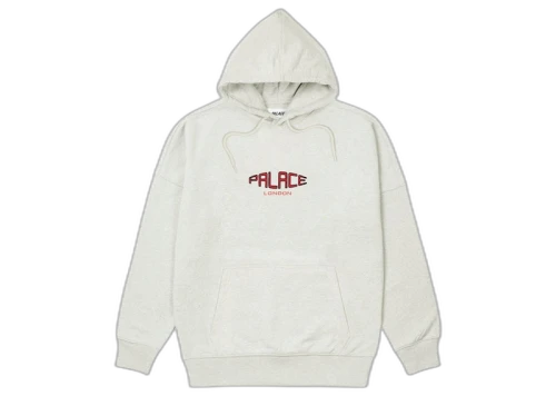 Palace Spaced Logo Drop Shoulder Hood Grey Marl