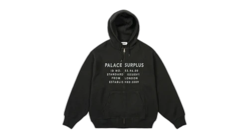 Palace Stamp Waffle Zip Hood Black
