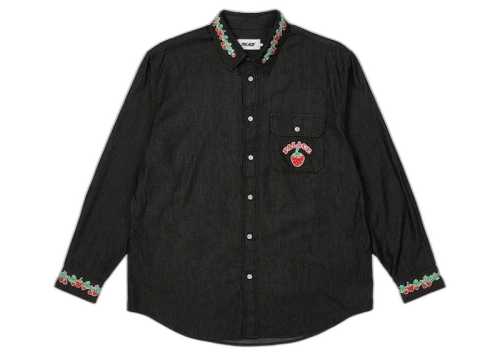 Palace Strawberry Embroidery Denim Shirt Black