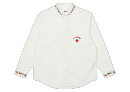 Palace Strawberry Embroidery Denim Shirt White