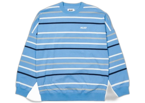 Palace Stripe Drop Shoulder Crew Blue