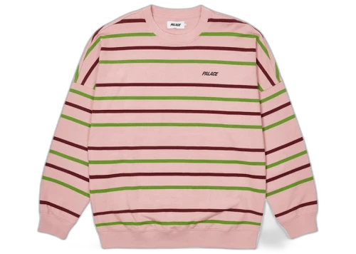 Palace Stripe Drop Shoulder Crew Pink