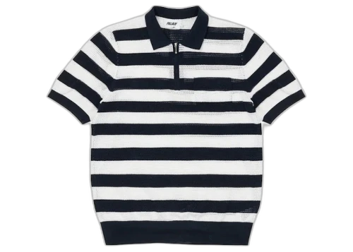 Palace Stripe Mesh Polo Navy/White