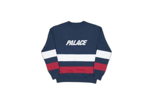 Palace Stripe Panel Crew Navy