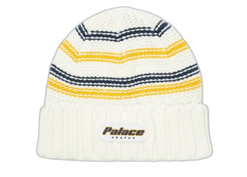 Palace Stripe Rib Beanie White