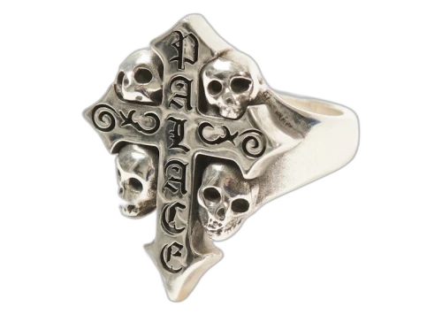 Palace TGF Skull Cross Ring Silver