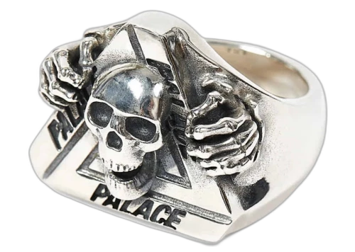 Palace TGF Tri-Skull Ring Silver