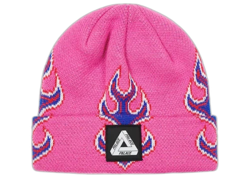 Palace Tri-Ferg Patch Beanie (FW22) Pink Flames