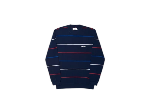 Palace Waffler Stripe Crew Navy