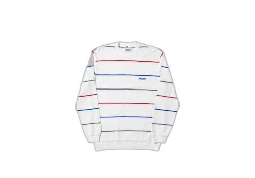 Palace Waffler Stripe Crew White