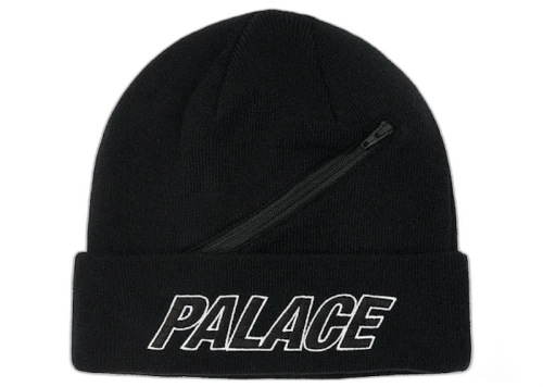 Palace Zip Pocket Beanie Black