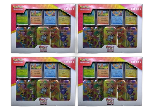 Pokémon Scarlet & Violet 151 (French) 5 Mini Tin Bundle 4x Lot (Tin Art Mary Vary)