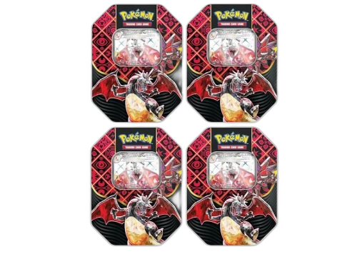 Pokémon Scarlet & Violet Paldean Fates Shiny Charizard Tin 4x Lot