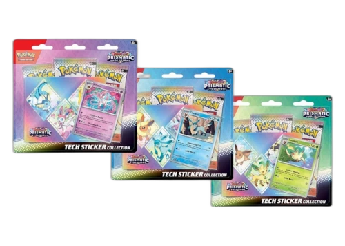 Pokémon Scarlet & Violet Prismatic Evolutions 3 Pack Tech Sticker Collection 3x Lot (Artwork May Vary)