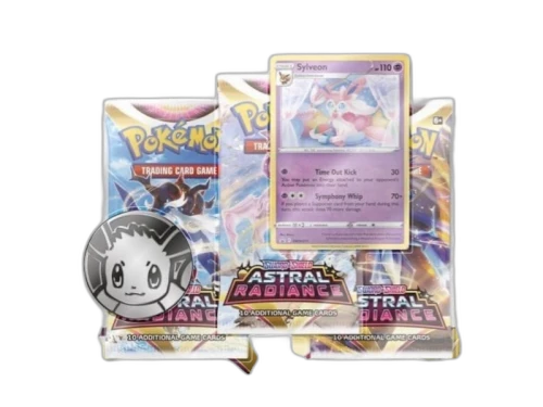Pokémon Sword & Shield Astral Radiance Coin & Sylveon Promo Card 3 Booster Packs