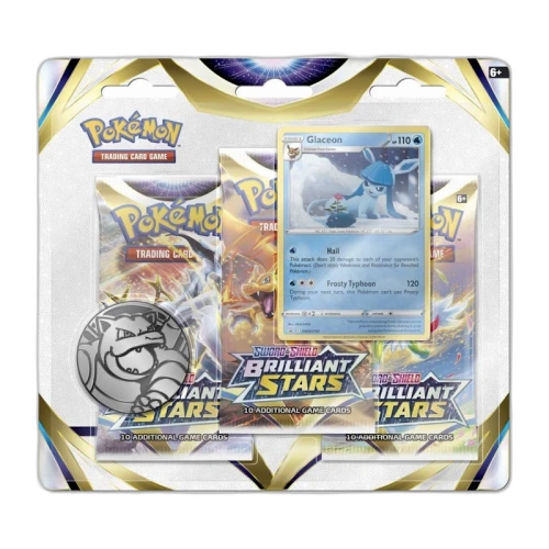 Pokémon Sword & Shield Brilliant Stars Glaceon Promo Card 3 Booster Packs
