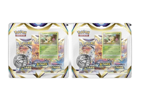 Pokémon Sword & Shield Brilliant Stars Leafeon Promo Card 3 Booster Packs 2x Lot