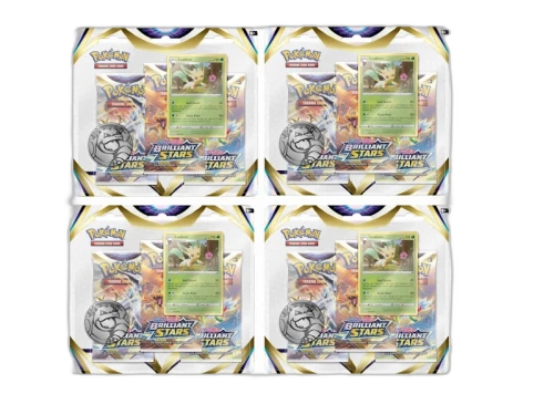 Pokémon Sword & Shield Brilliant Stars Leafeon Promo Card 3 Booster Packs 4x Lot