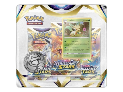 Pokémon Sword & Shield Brilliant Stars Leafeon Promo Card 3 Booster Packs