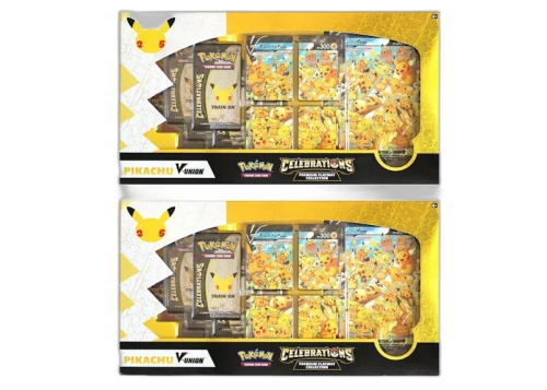Pokémon TCG 25th Anniversary Celebrations Pikachu V Union Premium Playmat Collection Box 2x Lot