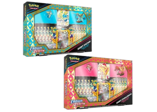 Pokémon TCG Sword & Shield Crown Zenith Shiny Zacian & Shiny Zamazenta Premium Figure Collection Box 2x Bundle