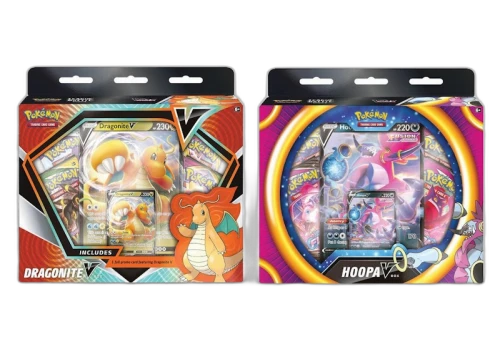 Pokémon TCG Sword & Shield Fusion Strike Dragonite V/Hoopa V Hanger Box 2x Bundle