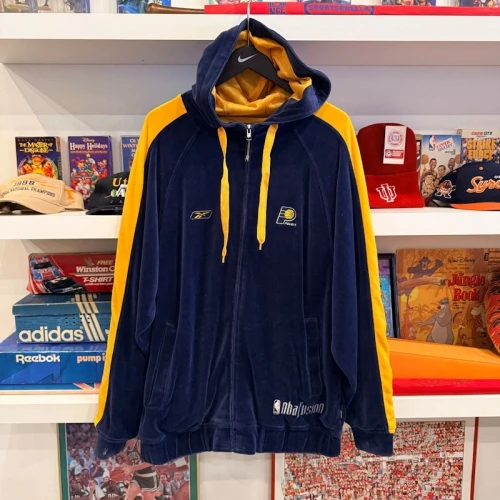 Reebok Indiana Pacers Velour Zip Up NBA Fusion Hoodie