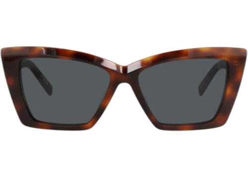 Saint Laurent Cat Eye Frame Recycled Acetate Sunglasses SL657F-30015235-002 Havana Havana Black