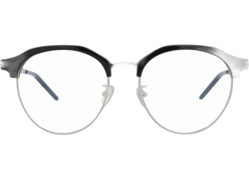 Saint Laurent Photochromic Round Frame Acetate Optical Frames SL512F-30013054-001 Black Silver Transparent