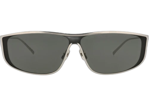 Saint Laurent Shield Frame Metal Sunglasses SL605LUNA-30014382-001 Silver Silver Grey