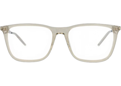 Saint Laurent Square Frame Acetate Optical Frames SL345-30008543-005 Brown Silver Transparent