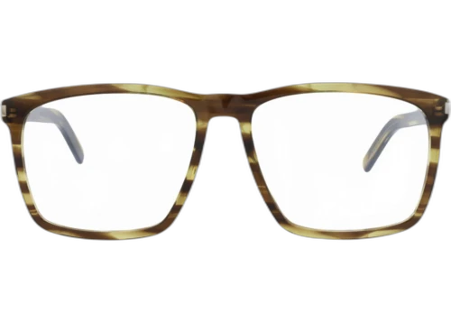 Saint Laurent Square Frame Acetate Optical Frames SL435SLIM-30010721-004 Havana Havana Transparent