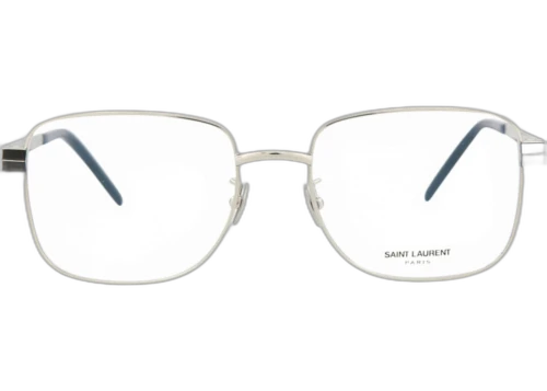 Saint Laurent Square Frame Metal Optical Frames SLM56-30008271-002 Silver Black Transparent