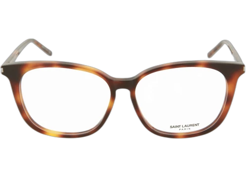 Saint Laurent Square Frame Optical Frames SL38F-30000466-002 Shiny Light Havana