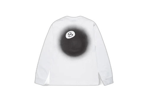 Stussy 8 Ball Fade LS Tee White (FW22)