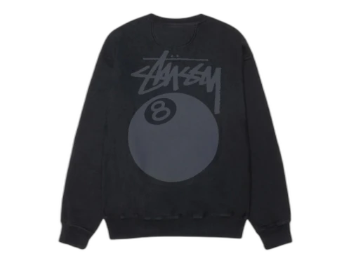 Stussy 8 Ball Pigment Dyed Crew Black