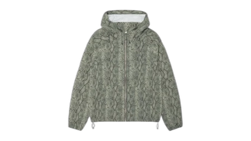 Stussy Beach Snake Print Nylon Shell Jacket Olive
