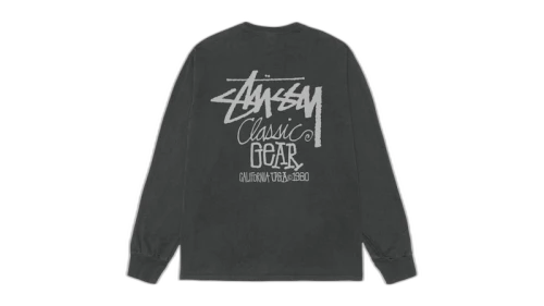 Stussy Classic Gear L/S Pigment Dyed Tee Black
