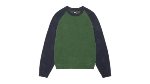 Stussy Colorblocked Raglan Knit Crew Green