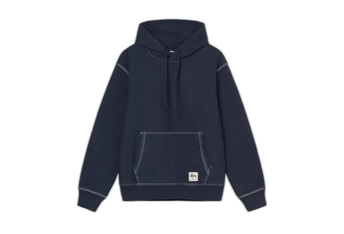 Stussy Contrast Stitch Label Hoodie Navy (FW22)