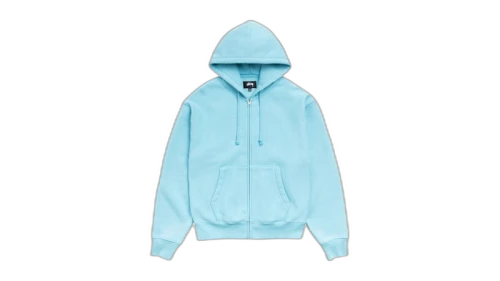 Stussy Cursive Applique Zip Hoodie Aqua