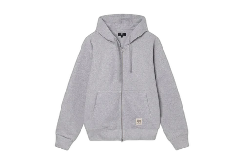 Stussy Double Face Label Zip Hoodie Grey Heather (FW22)